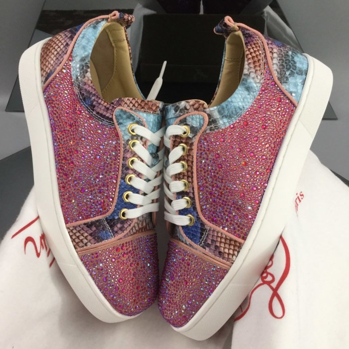 Christian Louboutin Mens Shoes Luxury Brand Red Bottom Design Louis Junior Spikes Flat with Original Box CL sneakers