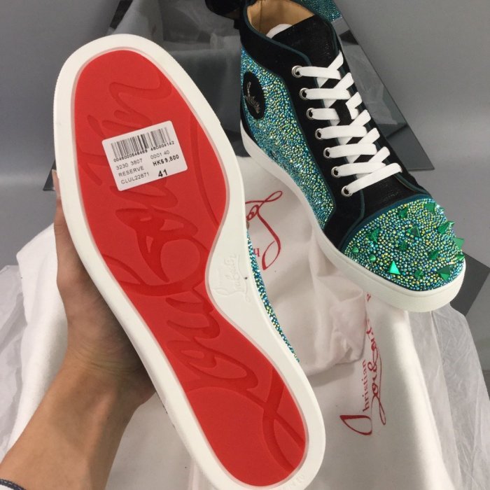 Christian Louboutin Mens Shoes Luxury Brand Red Bottom Design Louis Junior Spikes Flat with Original Box CL sneakers