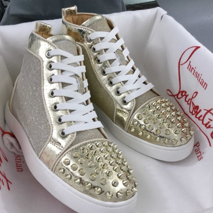 Christian Louboutin Mens Shoes Luxury Brand Red Bottom Design Louis Junior Spikes Flat with Original Box CL sneakers