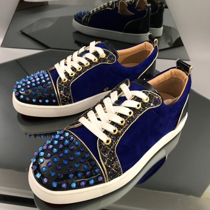 Christian Louboutin Mens Shoes Luxury Brand Red Bottom Design Louis Junior Spikes Flat with Original Box CL sneakers