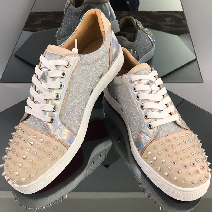 Christian Louboutin Mens Shoes Luxury Brand Red Bottom Design Louis Junior Spikes Flat with Original Box CL sneakers