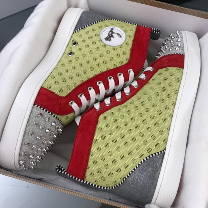 Christian Louboutin Mens Shoes Luxury Brand Red Bottom Design Louis Junior Spikes Flat with Original Box CL sneakers