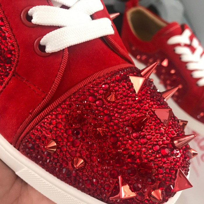 Christian Louboutin Mens Shoes Luxury Brand Red Bottom Design Louis Junior Spikes Flat with Original Box CL sneakers
