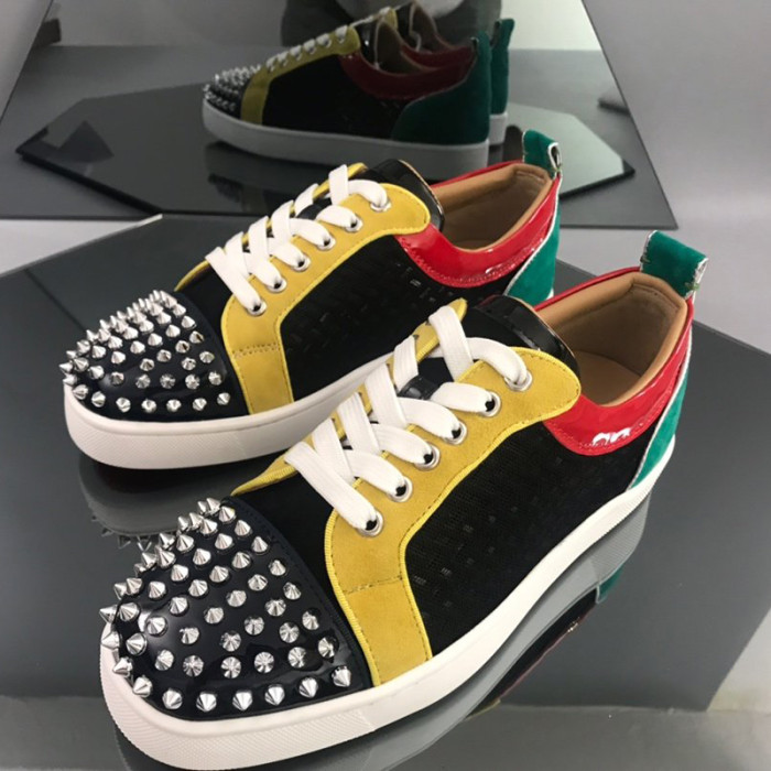 Christian Louboutin Mens Shoes Luxury Brand Red Bottom Design Louis Junior Spikes Flat with Original Box CL sneakers