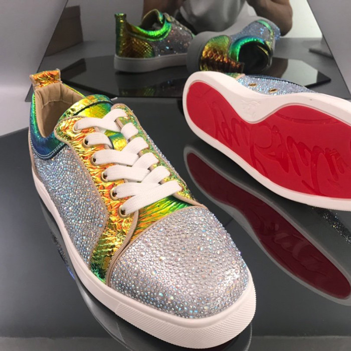 Christian Louboutin Mens Shoes Luxury Brand Red Bottom Design Louis Junior Spikes Flat with Original Box CL sneakers