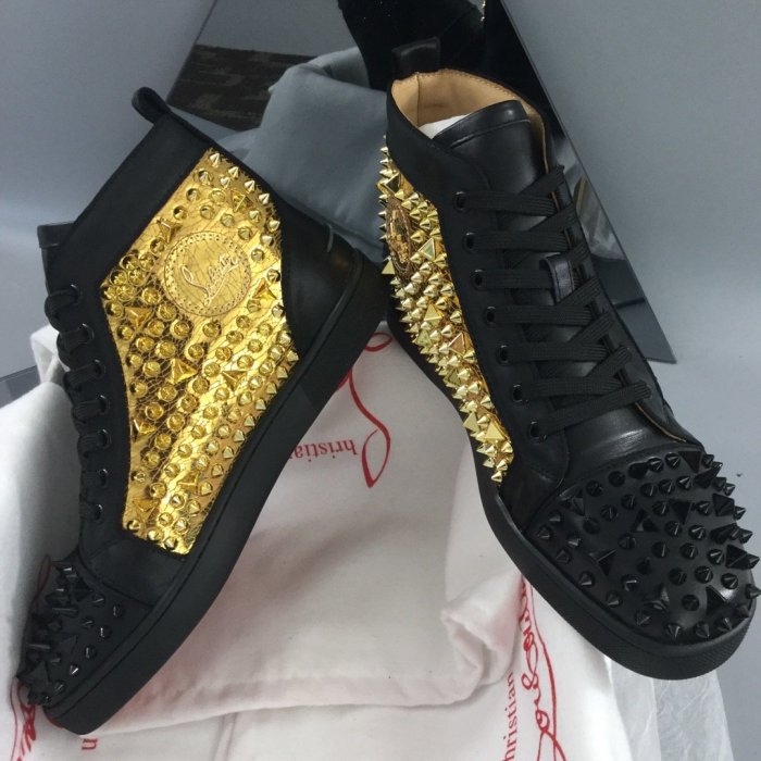 Christian Louboutin Mens Shoes Luxury Brand Red Bottom Design Louis Junior Spikes Flat with Original Box CL sneakers