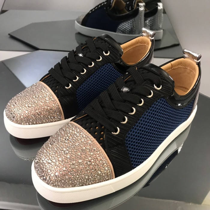 Christian Louboutin Mens Shoes Luxury Brand Red Bottom Design Louis Junior Spikes Flat with Original Box CL sneakers