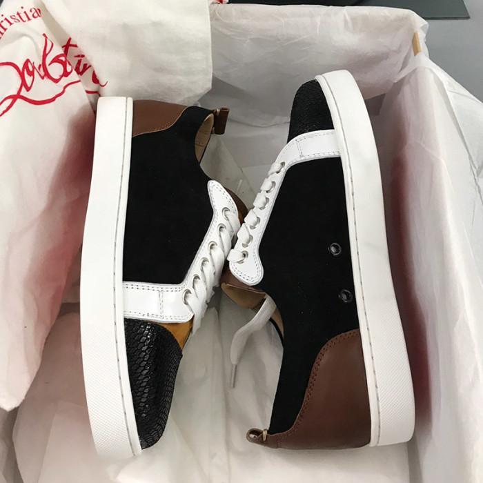 Christian Louboutin Mens Shoes Luxury Brand Red Bottom Design Louis Junior Spikes Flat with Original Box CL sneakers