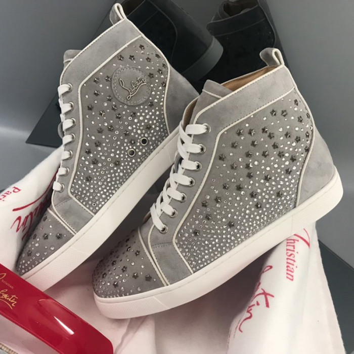 Christian Louboutin Mens Shoes Luxury Brand Red Bottom Design Louis Junior Spikes Flat with Original Box CL sneakers