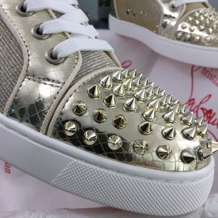 Christian Louboutin Mens Shoes Luxury Brand Red Bottom Design Louis Junior Spikes Flat with Original Box CL sneakers