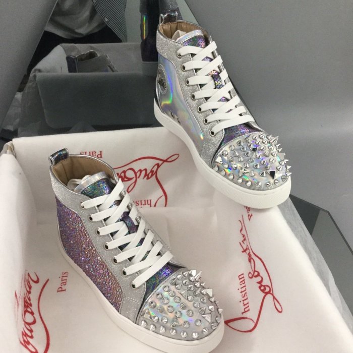 Christian Louboutin Mens Shoes Luxury Brand Red Bottom Design Louis Junior Spikes Flat with Original Box CL sneakers