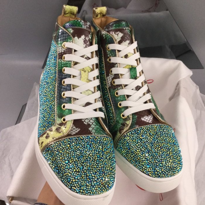 Christian Louboutin Mens Shoes Luxury Brand Red Bottom Design Louis Junior Spikes Flat with Original Box CL sneakers