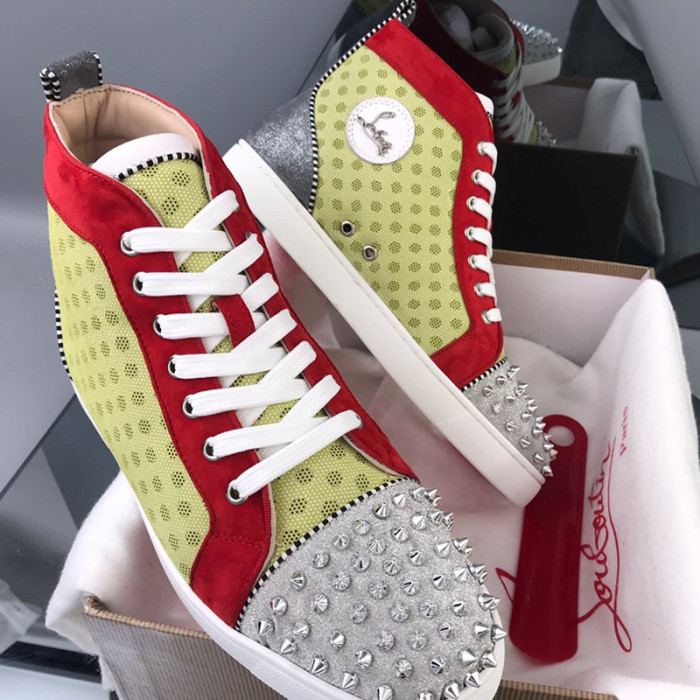 Christian Louboutin Mens Shoes Luxury Brand Red Bottom Design Louis Junior Spikes Flat with Original Box CL sneakers