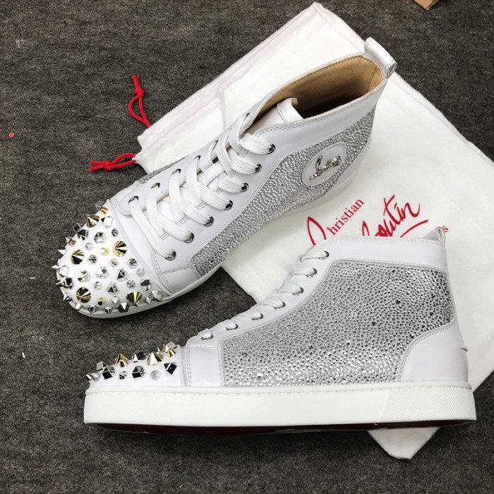 Christian Louboutin Mens Shoes Luxury Brand Red Bottom Design Louis Junior Spikes Flat with Original Box CL sneakers