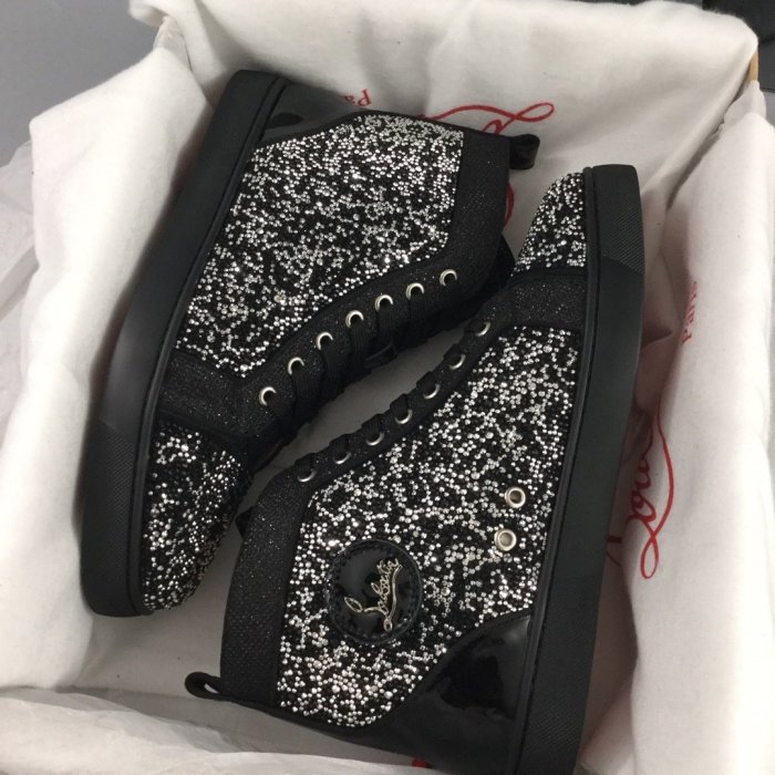 Christian Louboutin Mens Shoes Luxury Brand Red Bottom Design Louis Junior Spikes Flat with Original Box CL sneakers