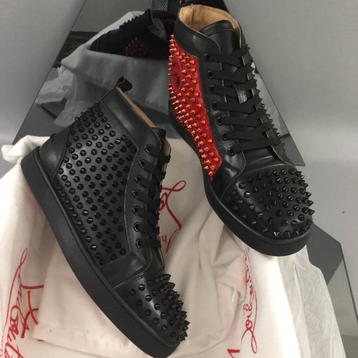 Christian Louboutin Mens Shoes Luxury Brand Red Bottom Design Louis Junior Spikes Flat with Original Box CL sneakers