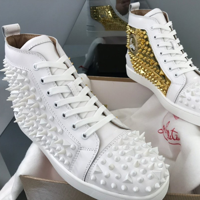 Christian Louboutin Mens Shoes Luxury Brand Red Bottom Design Louis Junior Spikes Flat with Original Box CL sneakers