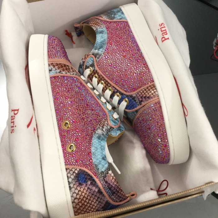 Christian Louboutin Mens Shoes Luxury Brand Red Bottom Design Louis Junior Spikes Flat with Original Box CL sneakers