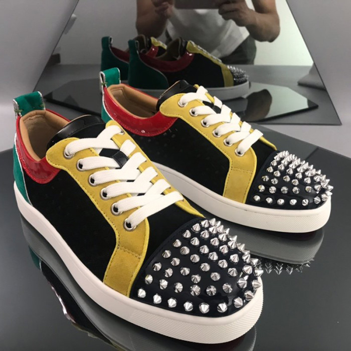 Christian Louboutin Mens Shoes Luxury Brand Red Bottom Design Louis Junior Spikes Flat with Original Box CL sneakers