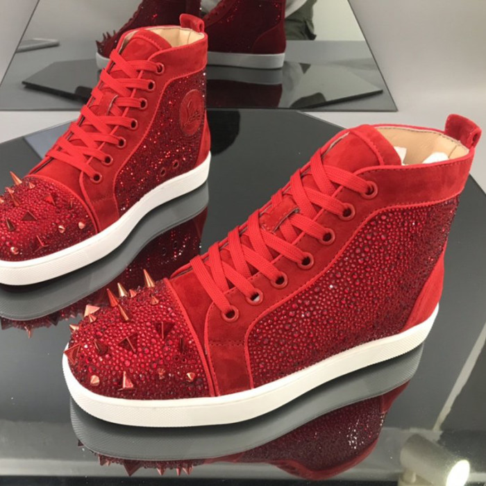 Christian Louboutin Mens Shoes Luxury Brand Red Bottom Design Louis Junior Spikes Flat with Original Box CL sneakers
