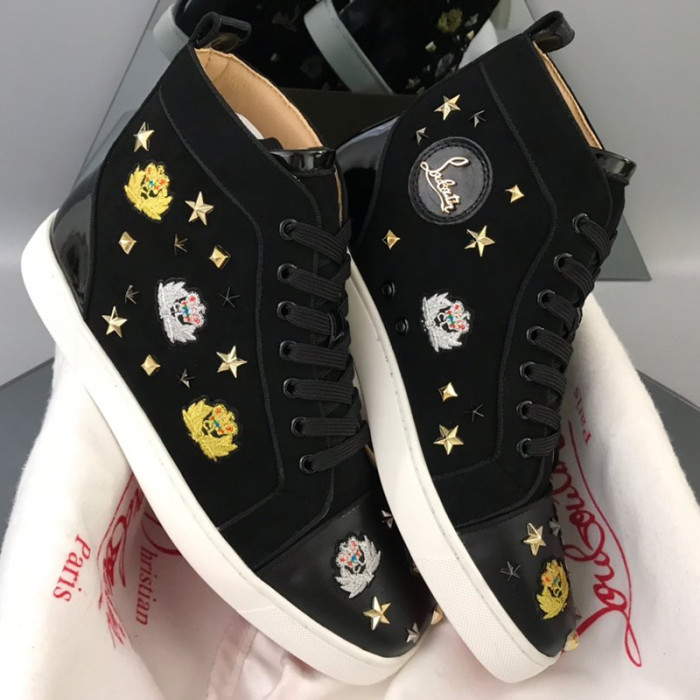 Christian Louboutin Mens Shoes Luxury Brand Red Bottom Design Louis Junior Spikes Flat with Original Box CL sneakers