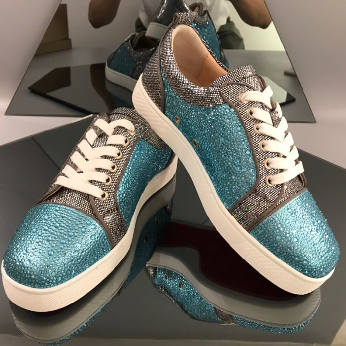 Christian Louboutin Mens Shoes Luxury Brand Red Bottom Design Louis Junior Spikes Flat with Original Box CL sneakers