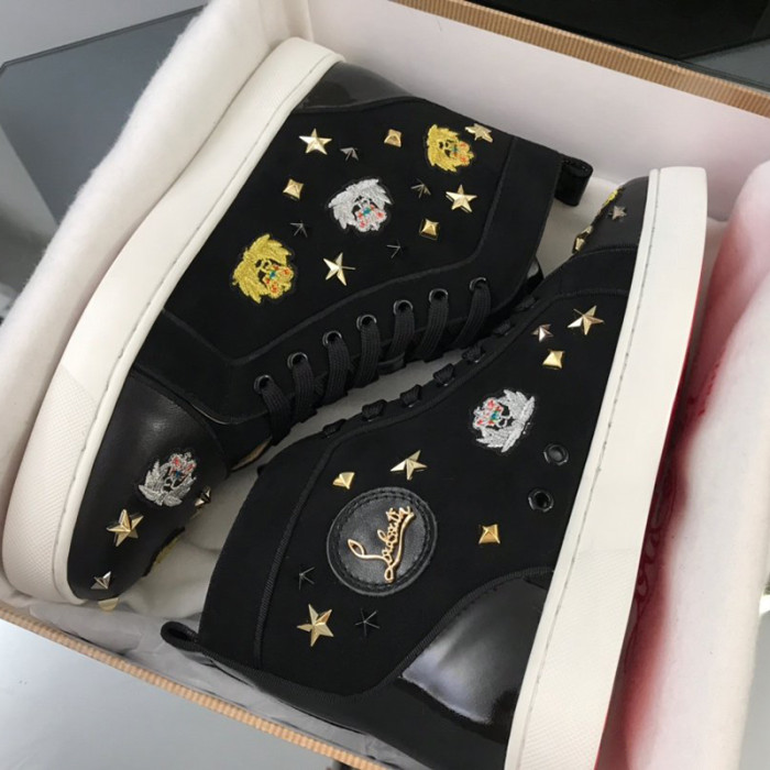 Christian Louboutin Mens Shoes Luxury Brand Red Bottom Design Louis Junior Spikes Flat with Original Box CL sneakers