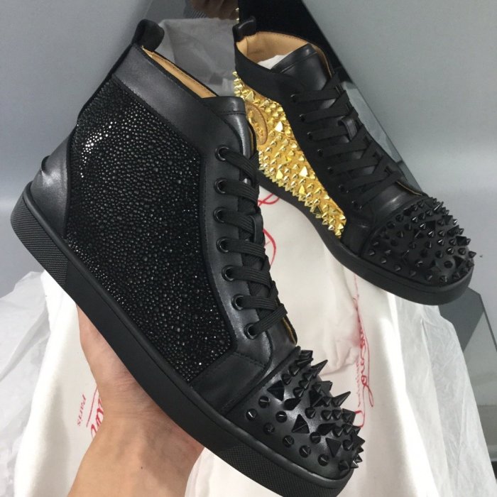 Christian Louboutin Mens Shoes Luxury Brand Red Bottom Design Louis Junior Spikes Flat with Original Box CL sneakers