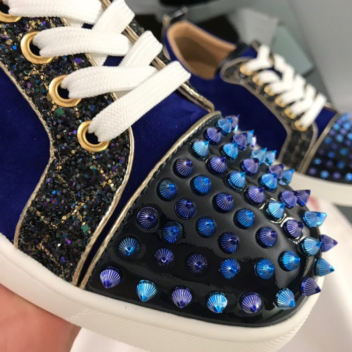 Christian Louboutin Mens Shoes Luxury Brand Red Bottom Design Louis Junior Spikes Flat with Original Box CL sneakers
