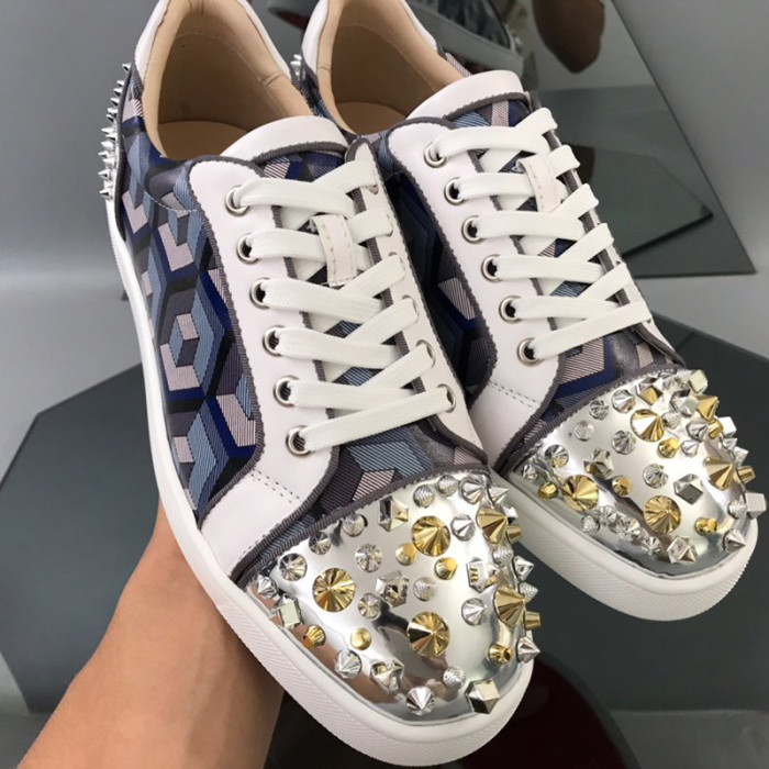 Christian Louboutin Mens Shoes Luxury Brand Red Bottom Design Louis Junior Spikes Flat with Original Box CL sneakers
