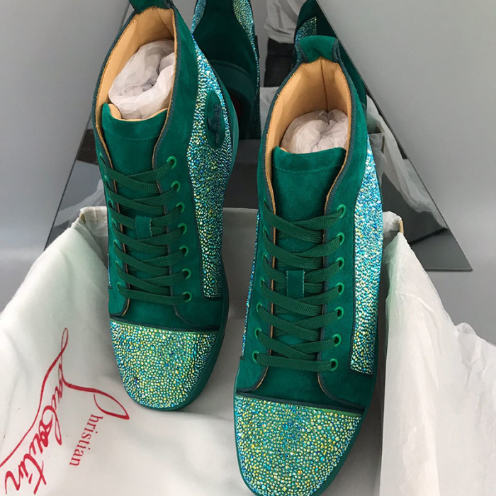 Christian Louboutin Mens Shoes Luxury Brand Red Bottom Design Louis Junior Spikes Flat with Original Box CL sneakers