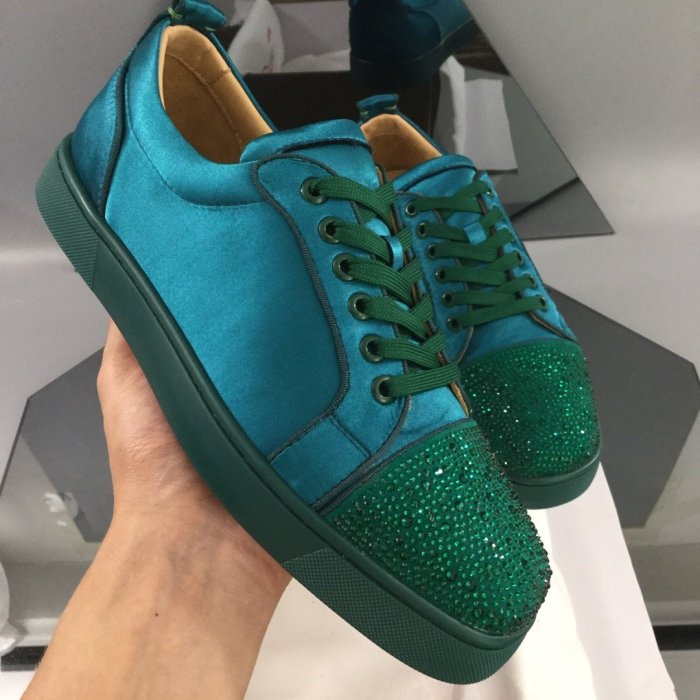 Christian Louboutin Mens Shoes Luxury Brand Red Bottom Design Louis Junior Spikes Flat with Original Box CL sneakers