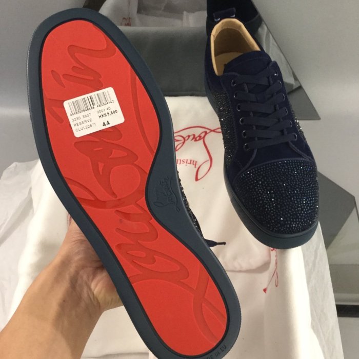 Christian Louboutin Mens Shoes Luxury Brand Red Bottom Design Louis Junior Spikes Flat with Original Box CL sneakers