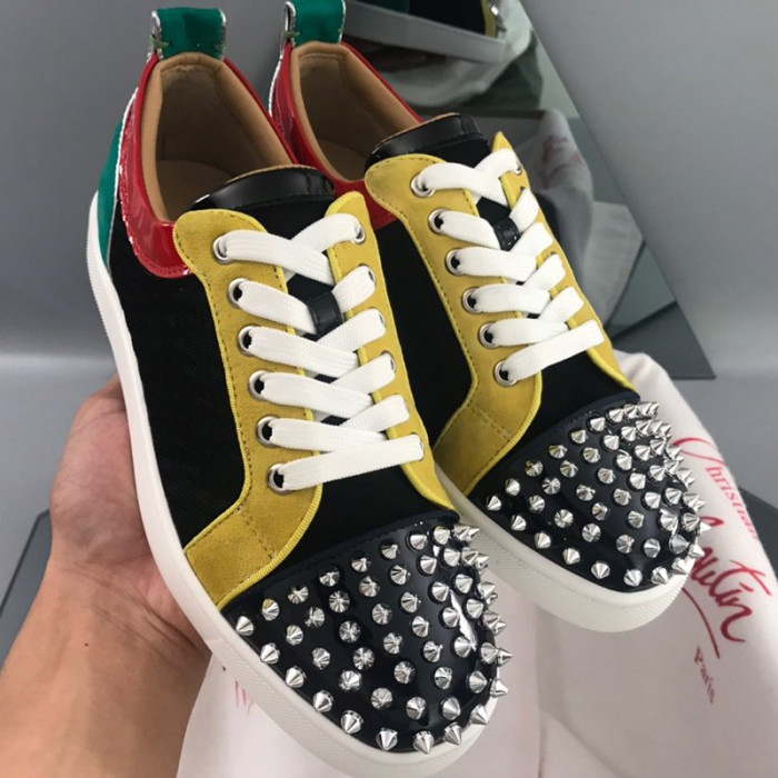 Christian Louboutin Mens Shoes Luxury Brand Red Bottom Design Louis Junior Spikes Flat with Original Box CL sneakers