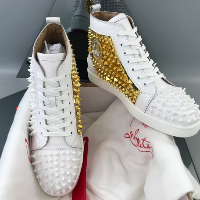 Christian Louboutin Mens Shoes Luxury Brand Red Bottom Design Louis Junior Spikes Flat with Original Box CL sneakers