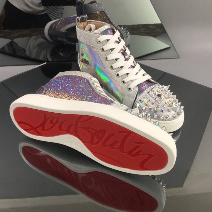Christian Louboutin Mens Shoes Luxury Brand Red Bottom Design Louis Junior Spikes Flat with Original Box CL sneakers