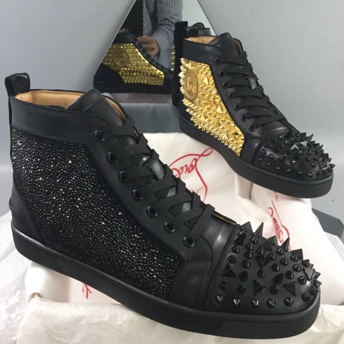 Christian Louboutin Mens Shoes Luxury Brand Red Bottom Design Louis Junior Spikes Flat with Original Box CL sneakers