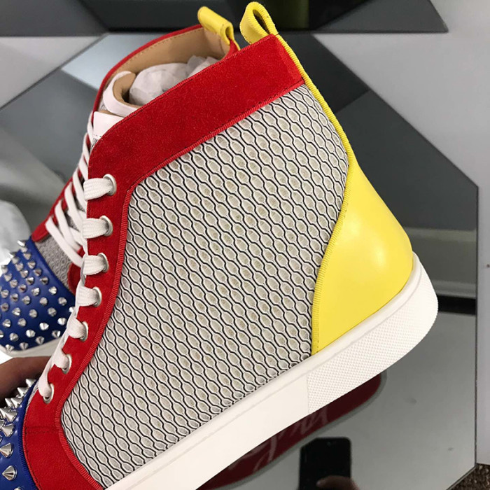 Christian Louboutin Mens Shoes Luxury Brand Red Bottom Design Louis Junior Spikes Flat with Original Box CL sneakers