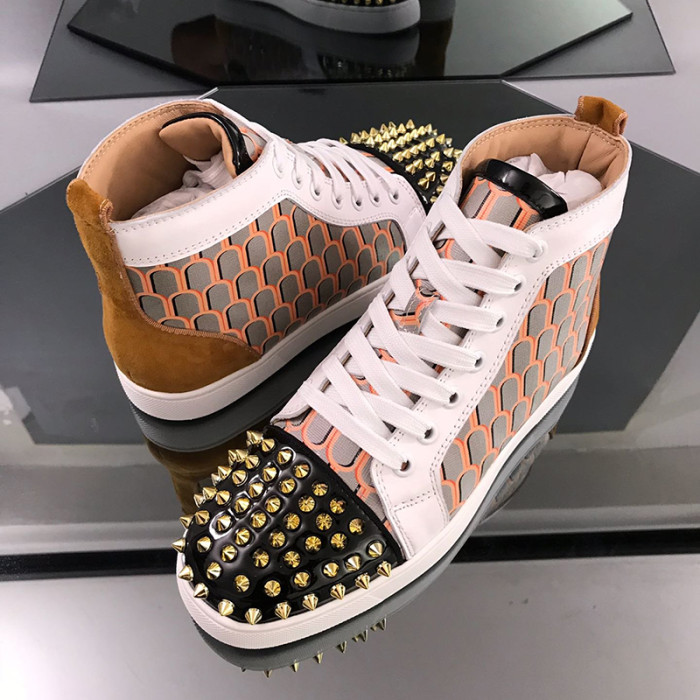 Christian Louboutin Mens Shoes Luxury Brand Red Bottom Design Louis Junior Spikes Flat with Original Box CL sneakers