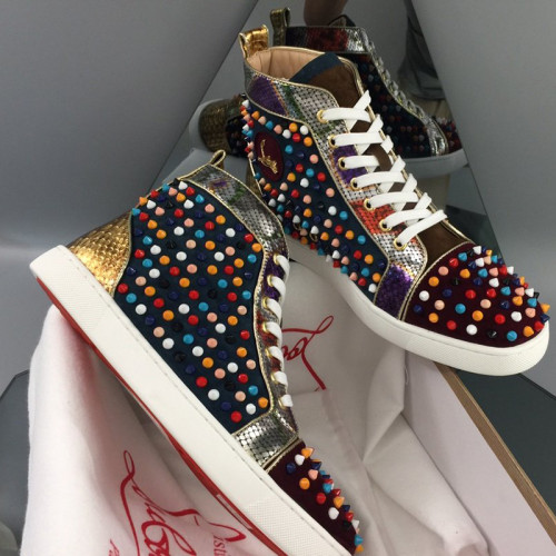 Christian Louboutin Mens Shoes Luxury Brand Red Bottom Design Louis Junior Spikes Flat with Original Box CL sneakers