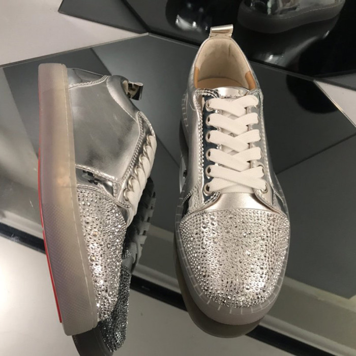 Christian Louboutin Mens Shoes Luxury Brand Red Bottom Design Louis Junior Spikes Flat with Original Box CL sneakers