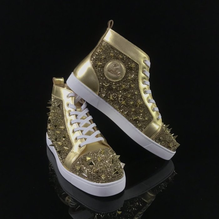 Christian Louboutin Mens Shoes Luxury Brand Red Bottom Design Louis Junior Spikes Flat with Original Box CL sneakers