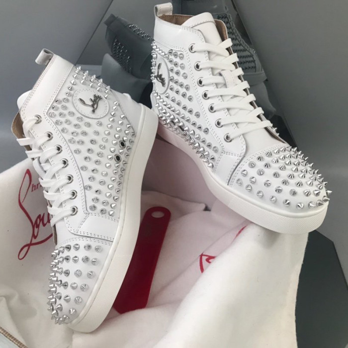 Christian Louboutin Mens Shoes Luxury Brand Red Bottom Design Louis Junior Spikes Flat with Original Box CL sneakers