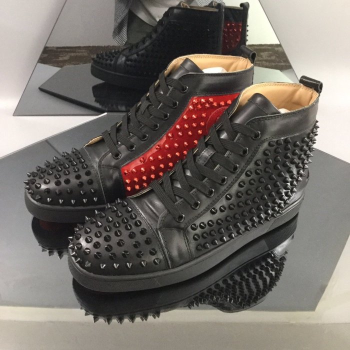 Christian Louboutin Mens Shoes Luxury Brand Red Bottom Design Louis Junior Spikes Flat with Original Box CL sneakers