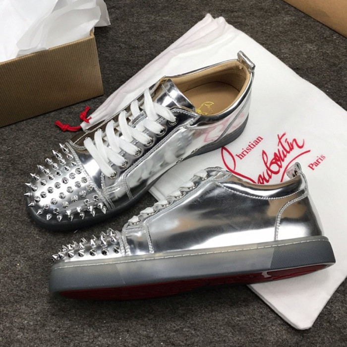 Christian Louboutin Mens Shoes Luxury Brand Red Bottom Design Louis Junior Spikes Flat with Original Box CL sneakers