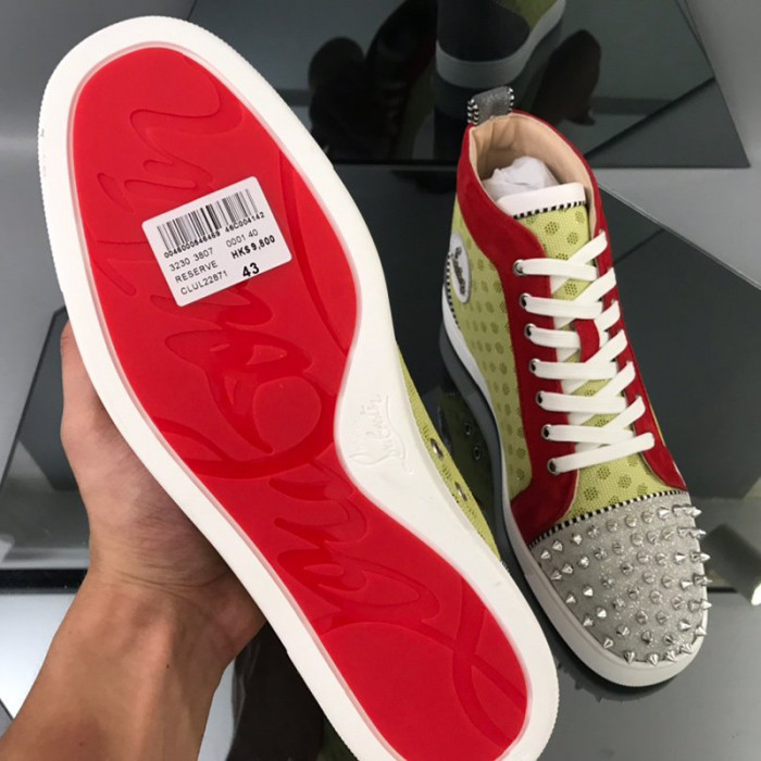 Christian Louboutin Mens Shoes Luxury Brand Red Bottom Design Louis Junior Spikes Flat with Original Box CL sneakers