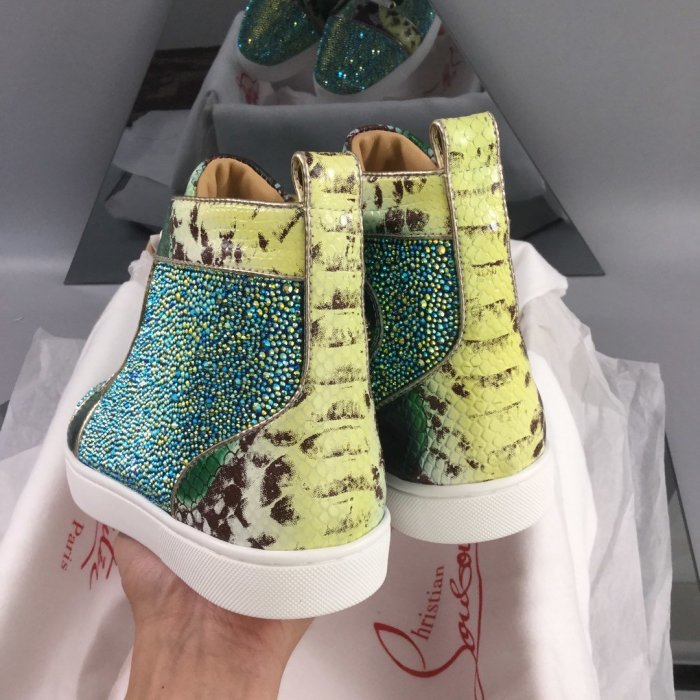 Christian Louboutin Mens Shoes Luxury Brand Red Bottom Design Louis Junior Spikes Flat with Original Box CL sneakers
