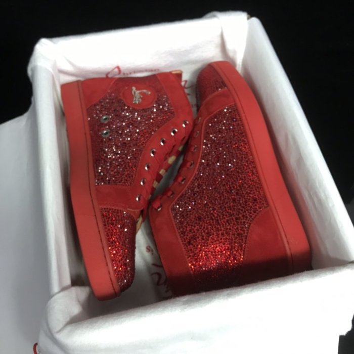 Christian Louboutin Mens Shoes Luxury Brand Red Bottom Design Louis Junior Spikes Flat with Original Box CL sneakers