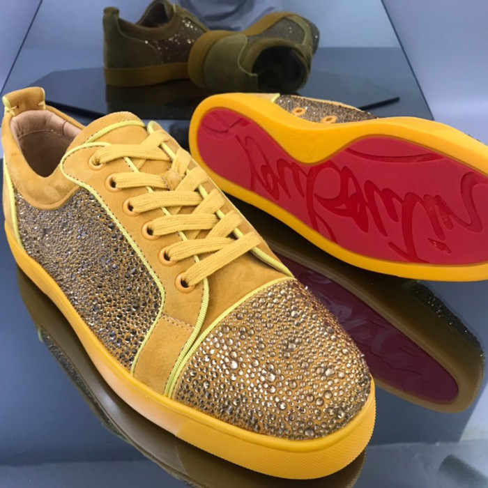 Christian Louboutin Mens Shoes Luxury Brand Red Bottom Design Louis Junior Spikes Flat with Original Box CL sneakers