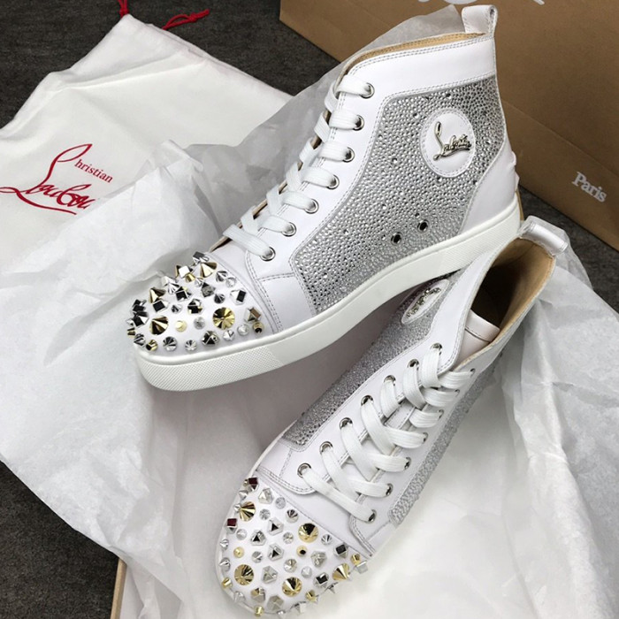 Christian Louboutin Mens Shoes Luxury Brand Red Bottom Design Louis Junior Spikes Flat with Original Box CL sneakers